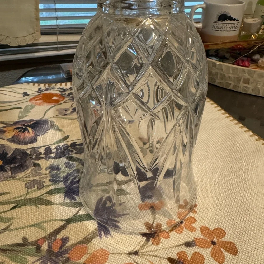 Vintage 24% Lead Crystal Hurricane Candle Shade Cut Glass Lamp Cover